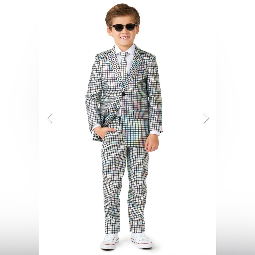 Boys Metallic Silver Disco Suit